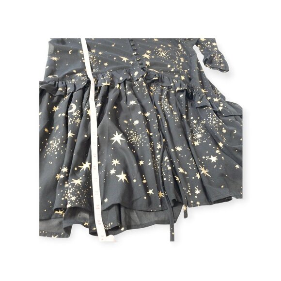 If By Sea Black Celestial Print Dress With Stars & Moons SZ L Sheer Dress - Picture 7 of 9